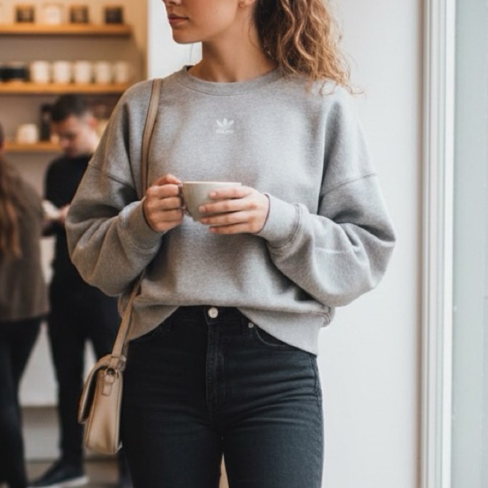 adidas Women's Grey Crewneck Sweatshirt